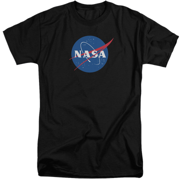 Black men's tall fit t-shirt with NASA Meatball Logo graphic