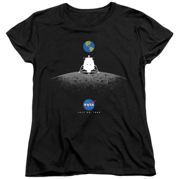 Black women's t-shirt with NASA Moon Landing Simple graphic