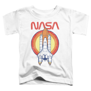 White toddler t-shirt with NASA Shuttle Circle graphic