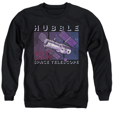 Black men's crewneck sweatshirt with NASA Eye In The Sky graphic