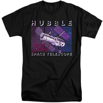 Black men's tall fit t-shirt with NASA Eye In The Sky graphic