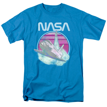 Turquoise men's regular fit t-shirt with NASA Shuttle Launch graphic
