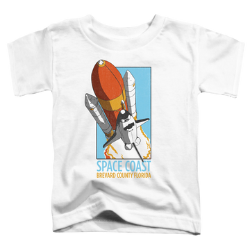 White toddler t-shirt with NASA Space Coast graphic