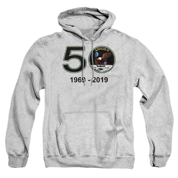 Athletic heather pullover hoodie with NASA Apollo 11 50Th graphic