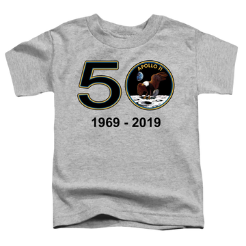 Athletic heather kid's t-shirt for ages 4 to 7 with NASA Apollo 11 50Th graphic