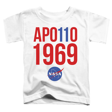 White toddler t-shirt with NASA 1969 graphic