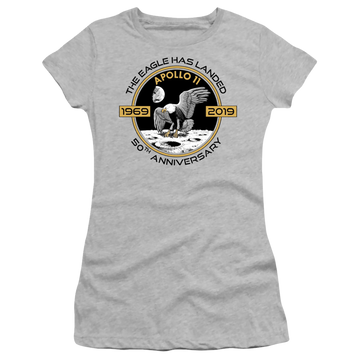 Athletic heather juniors t-shirt with NASA Apollo Circle 50Th graphic