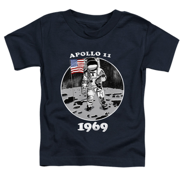 Navy toddler t-shirt with NASA Not Fake graphic