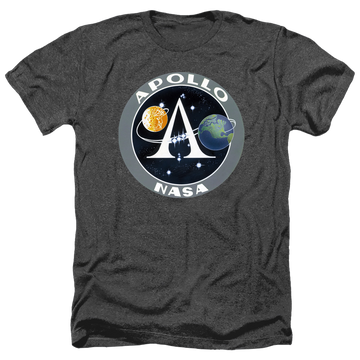 Charcoal men's heather t-shirt with NASA Apollo Mission Patch graphic