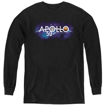 Black youth long sleeve t-shirt with NASA Next Giant Leap graphic