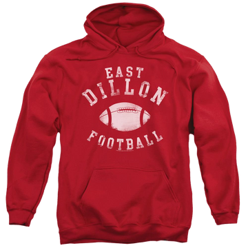 Red pullover hoodie with Friday Night Lights East Dillon Football graphic