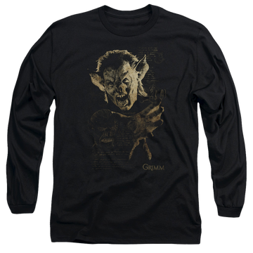 Black men's long sleeve t-shirt with Grimm Murcielago graphic