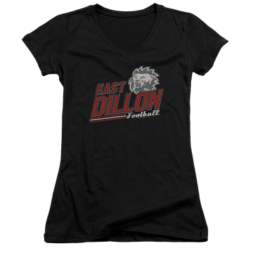 Black juniors v-neck t-shirt with Friday Night Lights Athletic Lions graphic