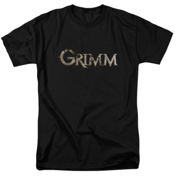Black men's regular fit t-shirt with Grimm Logo graphic