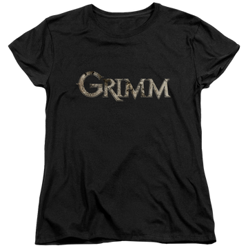 Black women's t-shirt with Grimm Logo graphic