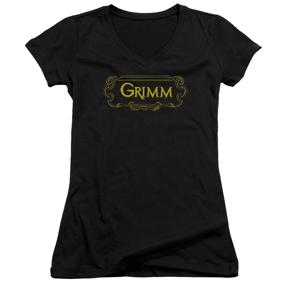 Grimm Plaque Logo - Juniors V-Neck T-Shirt Juniors V-Neck T-Shirt Grimm
