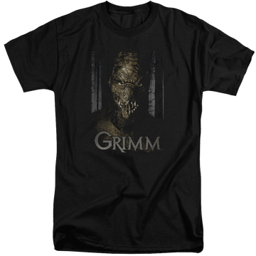 Black men's tall fit t-shirt with Grimm Chompers graphic