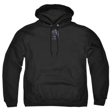 Black pullover hoodie with Grimm Lady Hexenbeast graphic