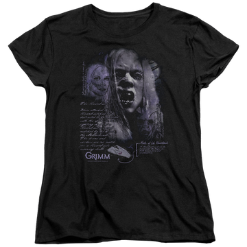 Black women's t-shirt with Grimm Lady Hexenbeast graphic