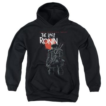 Black youth hoodie for ages 8 to 12 with Teenage Mutant Ninja Turtles Red Sun Ronin graphic
