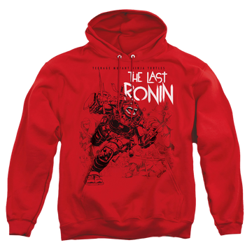 Red pullover hoodie with Teenage Mutant Ninja Turtles Charging Ronin graphic