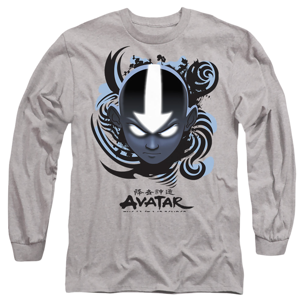 Avatar The Last Airbender Airbender Blue And Black Kanji - Men's Long Sleeve T-Shirt Men's Long Sleeve T-Shirt Avatar The Last Airbender