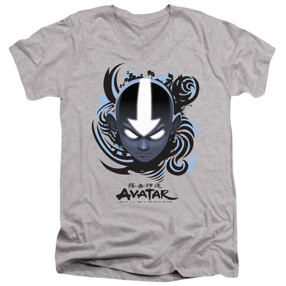 Avatar The Last Airbender Airbender Blue And Black Kanji - Men's V-Neck T-Shirt Men's V-Neck T-Shirt Avatar The Last Airbender
