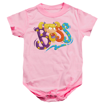 Pink baby bodysuit with Rugrats Angelica Is Boss graphic