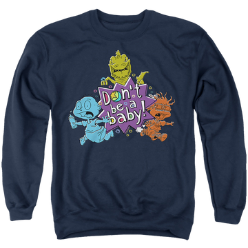 Navy men's crewneck sweatshirt with Rugrats Babies Run For The Hills graphic