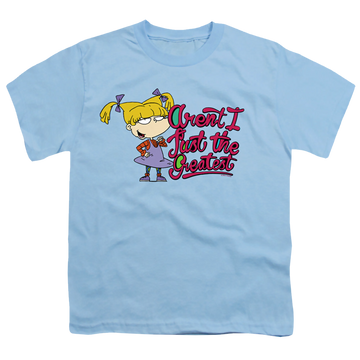 Light blue youth t-shirt for ages 8 to 12 with Rugrats Angelica Aren’T I Just The Greatest graphic
