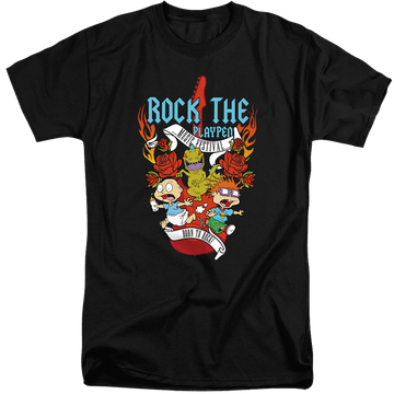 Black men's tall fit t-shirt with Rugrats Rock The Playpen Music Festival graphic