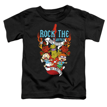 Black toddler t-shirt with Rugrats Rock The Playpen Music Festival graphic