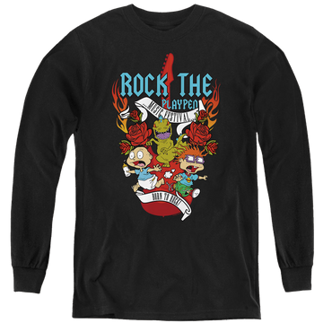 Black youth long sleeve t-shirt with Rugrats Rock The Playpen Music Festival graphic
