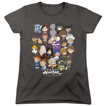 Charcoal women's t-shirt with Avatar The Last Airbender Chibi Group graphic