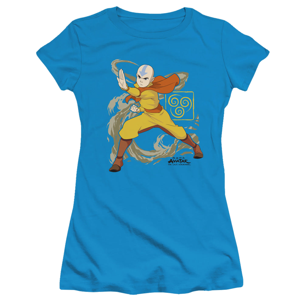 Avatar The Last Airbender Aang Wind Blast - Juniors T-Shirt Juniors T-Shirt Avatar The Last Airbender