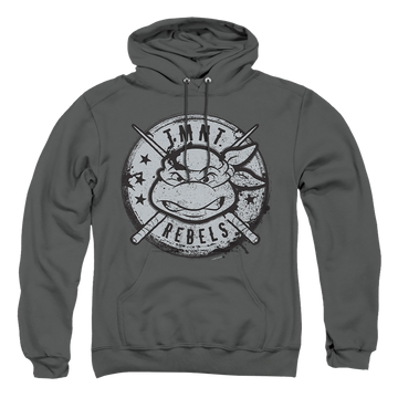 Charcoal pullover hoodie with Teenage Mutant Ninja Turtles Rebels Distressed Logo graphic