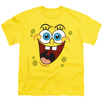 Yellow youth t-shirt for ages 8 to 12 with SpongeBob SquarePants Spongebob Surprise Face graphic