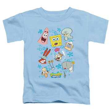 Light blue toddler t-shirt with SpongeBob SquarePants Character Faces graphic