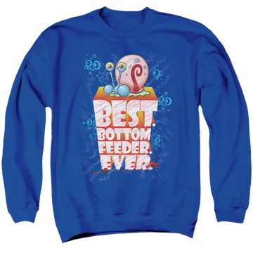 Royal men's crewneck sweatshirt with SpongeBob SquarePants Best. Bottom Feed. Ever. graphic