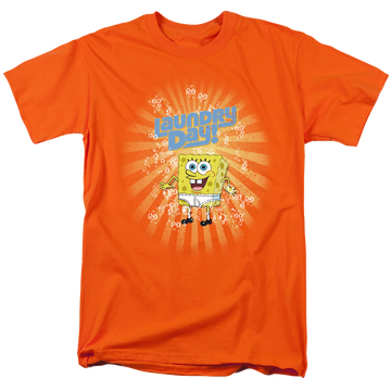 Orange men's regular fit t-shirt with SpongeBob SquarePants Laundry Day! graphic
