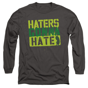 Charcoal men's long sleeve t-shirt with SpongeBob SquarePants Haters Gonna Hate graphic