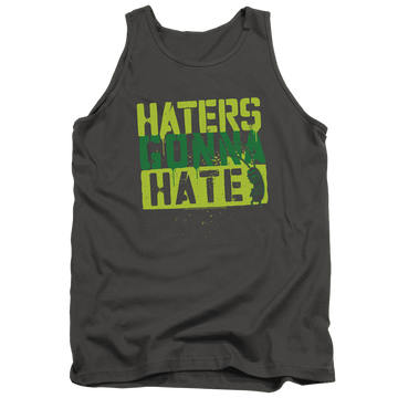 Charcoal men's tank with SpongeBob SquarePants Haters Gonna Hate graphic