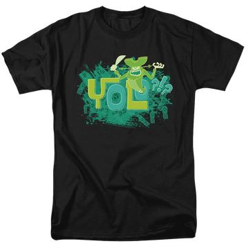 Black men's regular fit t-shirt with SpongeBob SquarePants Yolo?!? graphic