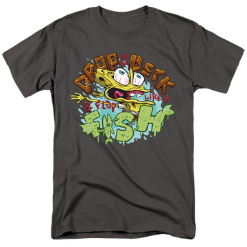 Charcoal men's regular fit t-shirt with SpongeBob SquarePants Drop And Flop graphic
