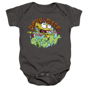 Charcoal baby bodysuit with SpongeBob SquarePants Drop And Flop graphic