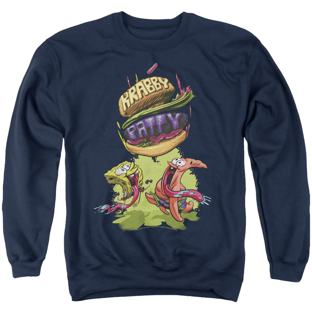 SpongeBob SquarePants Krabby Patty From The Sky - Men's Crewneck Sweatshirt Men's Crewneck Sweatshirt SpongeBob SquarePants