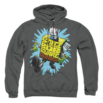 Charcoal pullover hoodie with SpongeBob SquarePants Letter Spongebob graphic