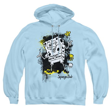 Light blue pullover hoodie with SpongeBob SquarePants Ink Splatter graphic