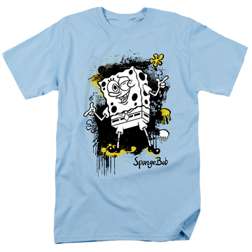 Light blue men's regular fit t-shirt with SpongeBob SquarePants Ink Splatter graphic