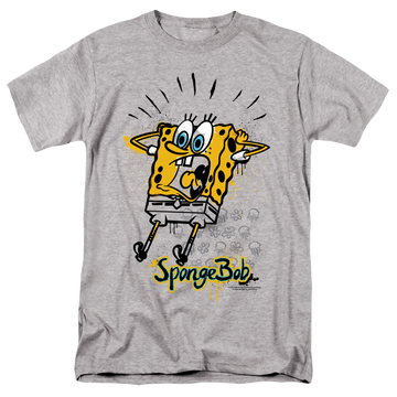 Athletic heather men's regular fit t-shirt with SpongeBob SquarePants Shocking! graphic